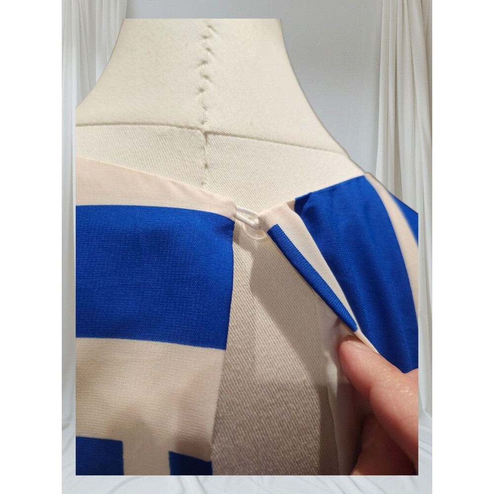 Donna Morgan Quincy Blue & White Geometric Sleeveless Maxi Dress Size 16 - Picture 5 of 10